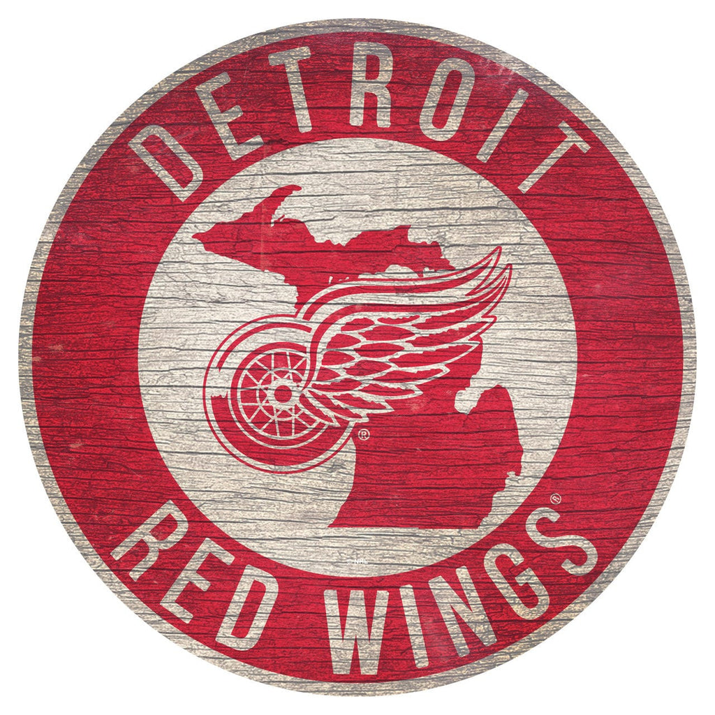 Detroit Red Wings Detroit Red Wings Sign Wood 12 Inch Round State Design 878460371301