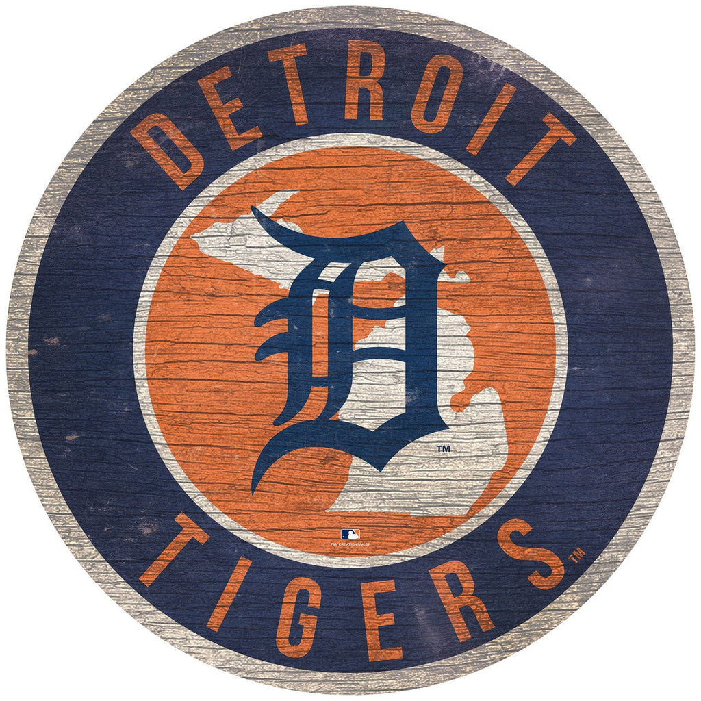 Detroit Tigers Detroit Tigers Sign Wood 12 Inch Round State Design 878460205477