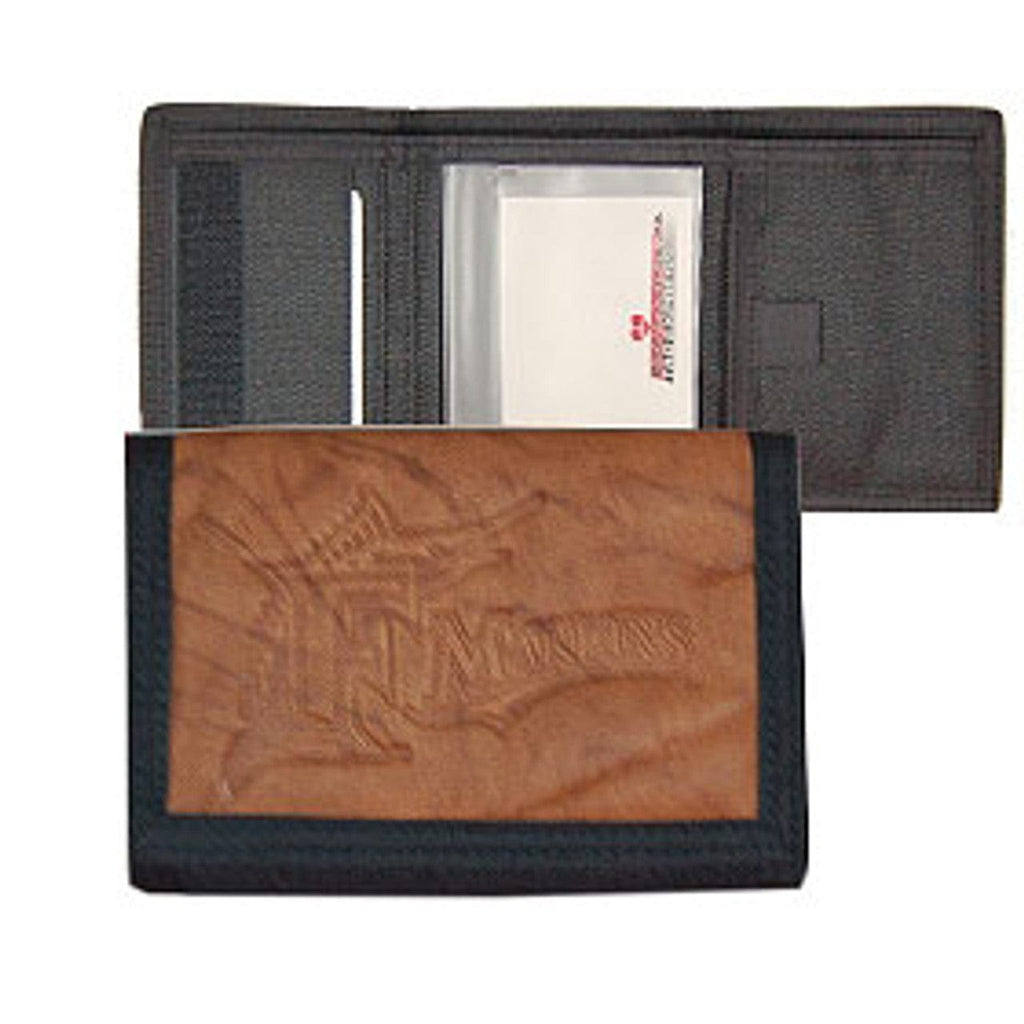 Wallet Leather Trifold Florida Marlins Leather/Nylon Embossed Tri-Fold Wallet 024994965114