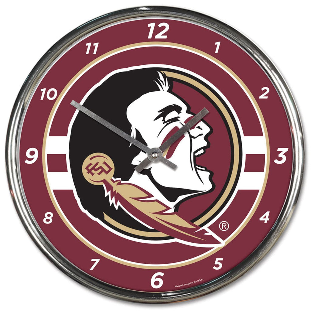 Clock Round Chrome Wall Florida State Seminoles Round Chrome Wall Clock 010943279685