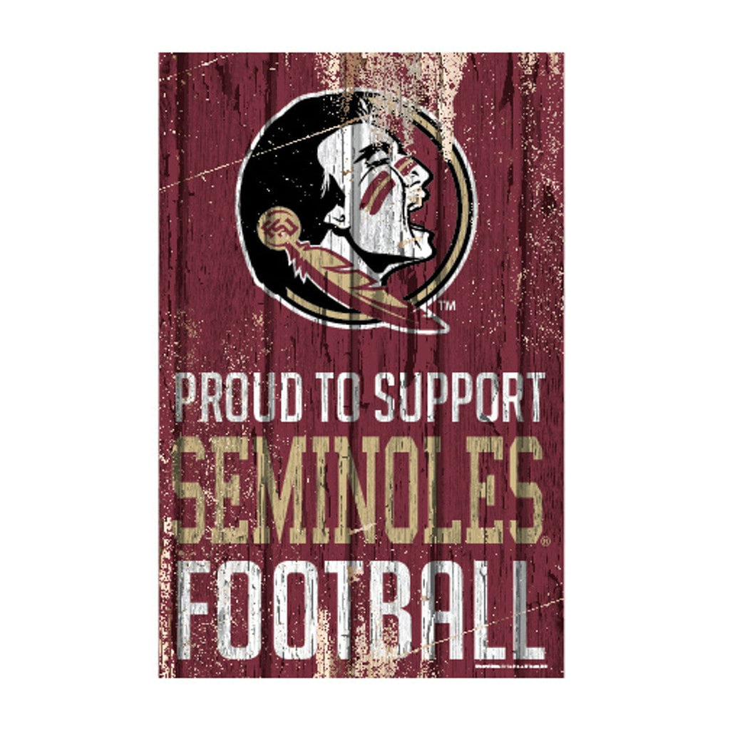 Sign 11x17 Proud To Support Florida State Seminoles Sign 11x17 Wood Proud to Support Design - Special Order 032085796479