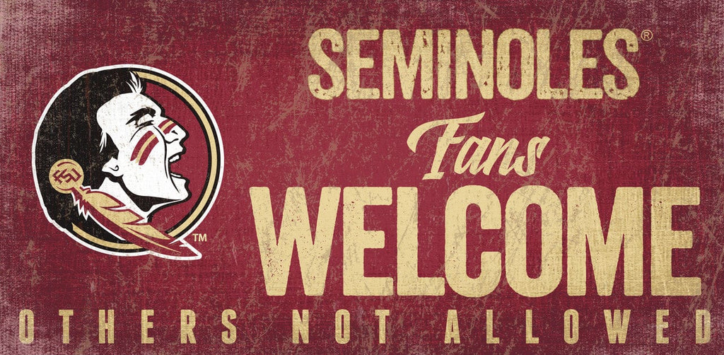 Sign 12x6 Fans Welcome Florida State Seminoles Wood Sign Fans Welcome 12x6 878460145407