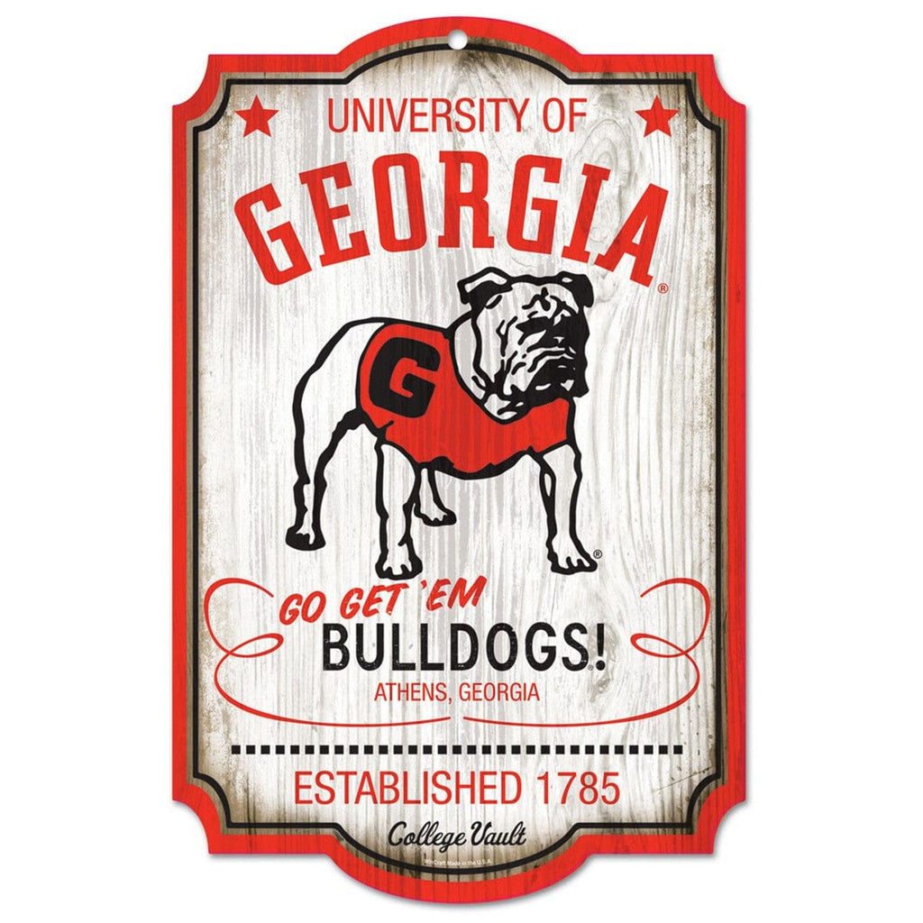 Sign 11x17 Misc. Georgia Bulldogs Sign 11x17 Wood College Vault Style 032085744364