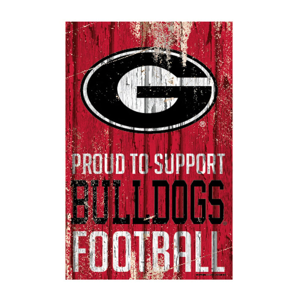 Sign 11x17 Proud To Support Georgia Bulldogs Sign 11x17 Wood Proud to Support Design 032085877055