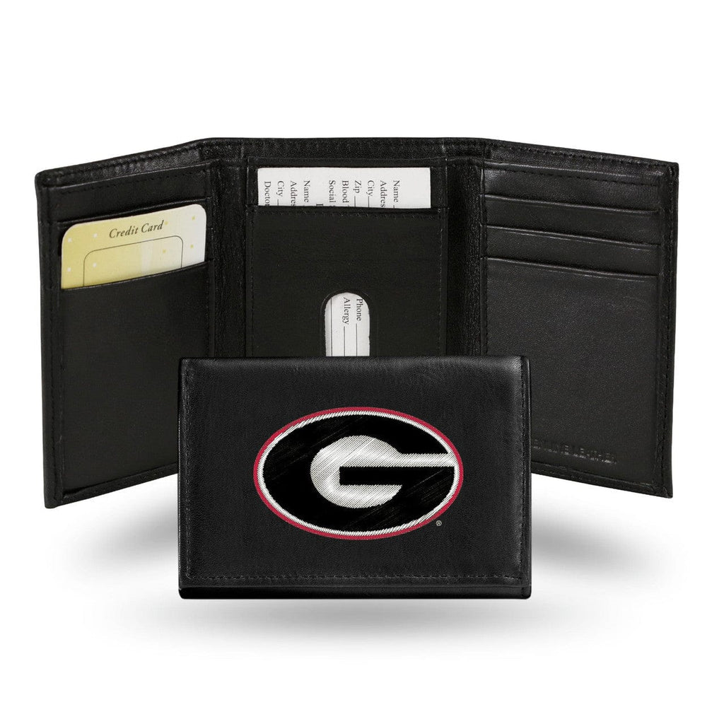 Wallet Leather Trifold Georgia Bulldogs Wallet Trifold Leather Embroidered 024994235125