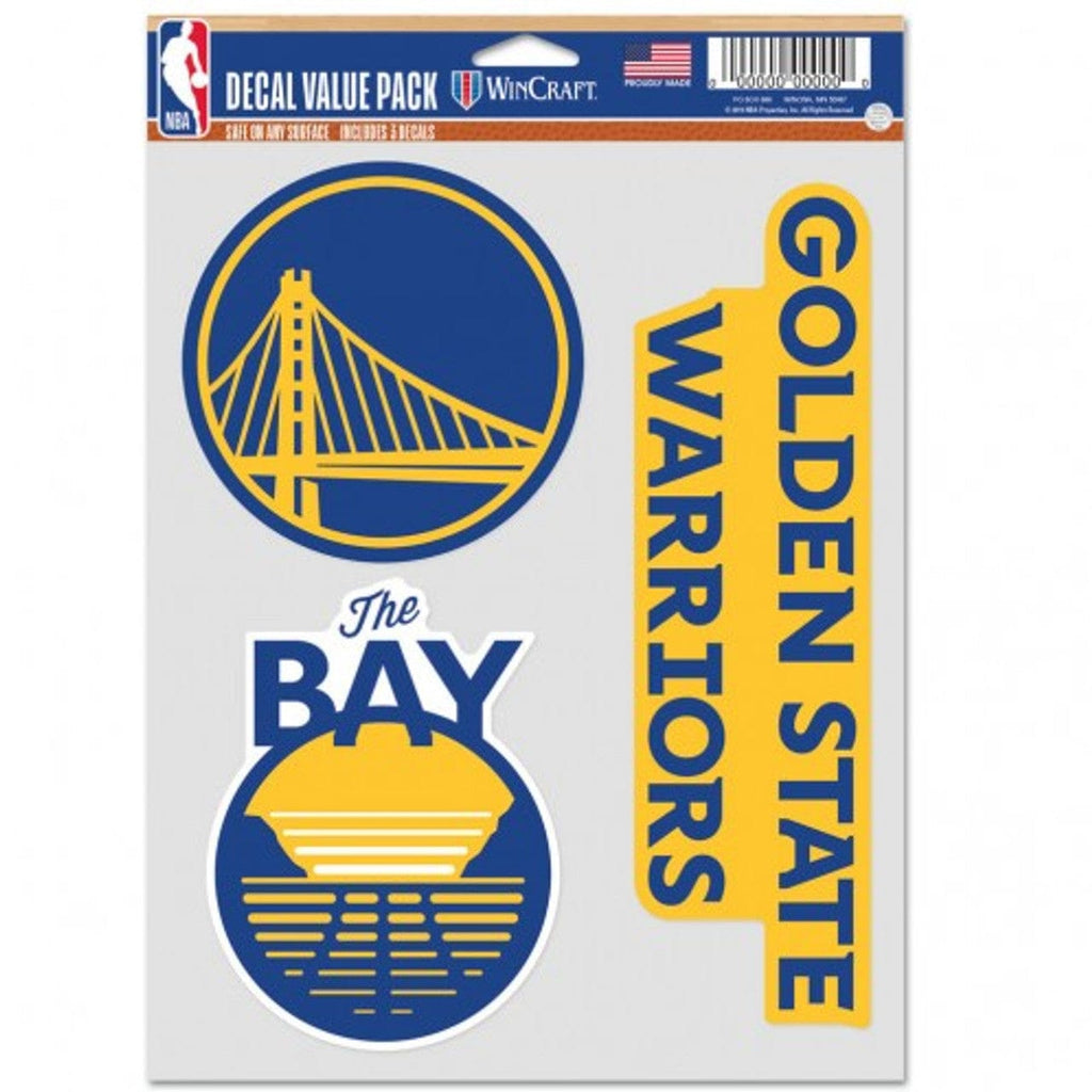 Fan Pack Decals Golden State Warriors Decal Multi Use Fan 3 Pack 194166068612