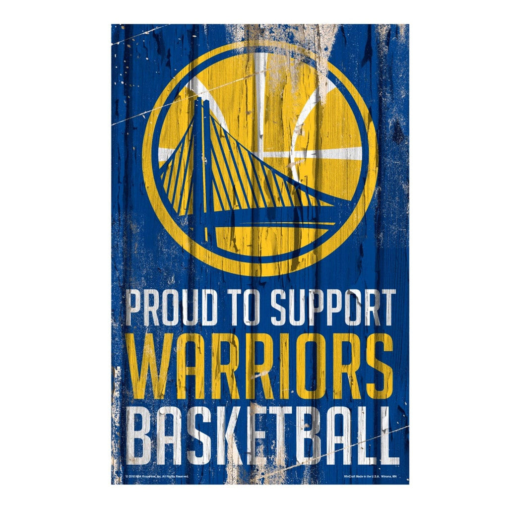 Sign 11x17 Proud To Support Golden State Warriors Sign 11x17 Wood Proud to Support Design 032085943514