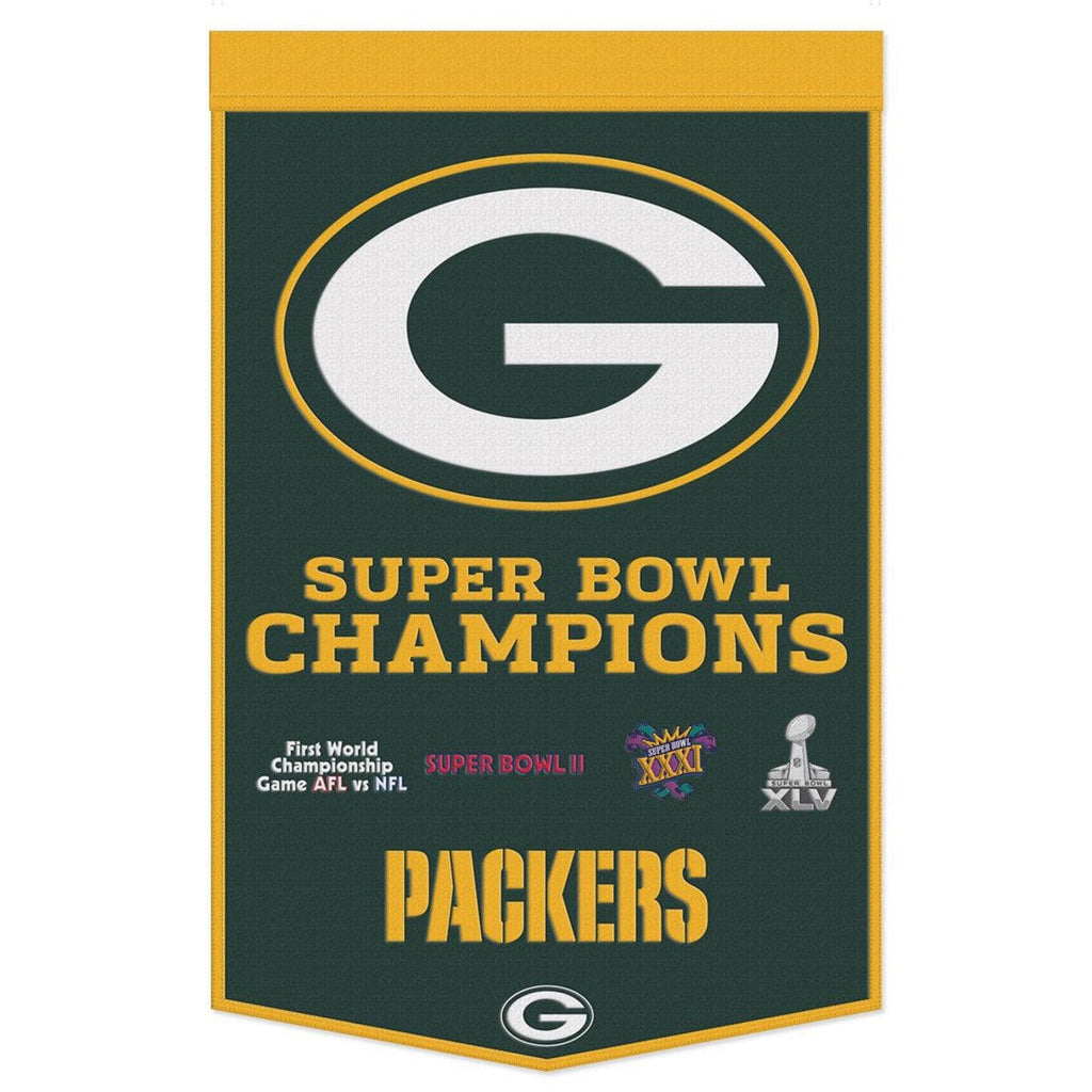 Wool Banners Green Bay Packers Banner Wool 24x38 Dynasty Champ Design 194166471832