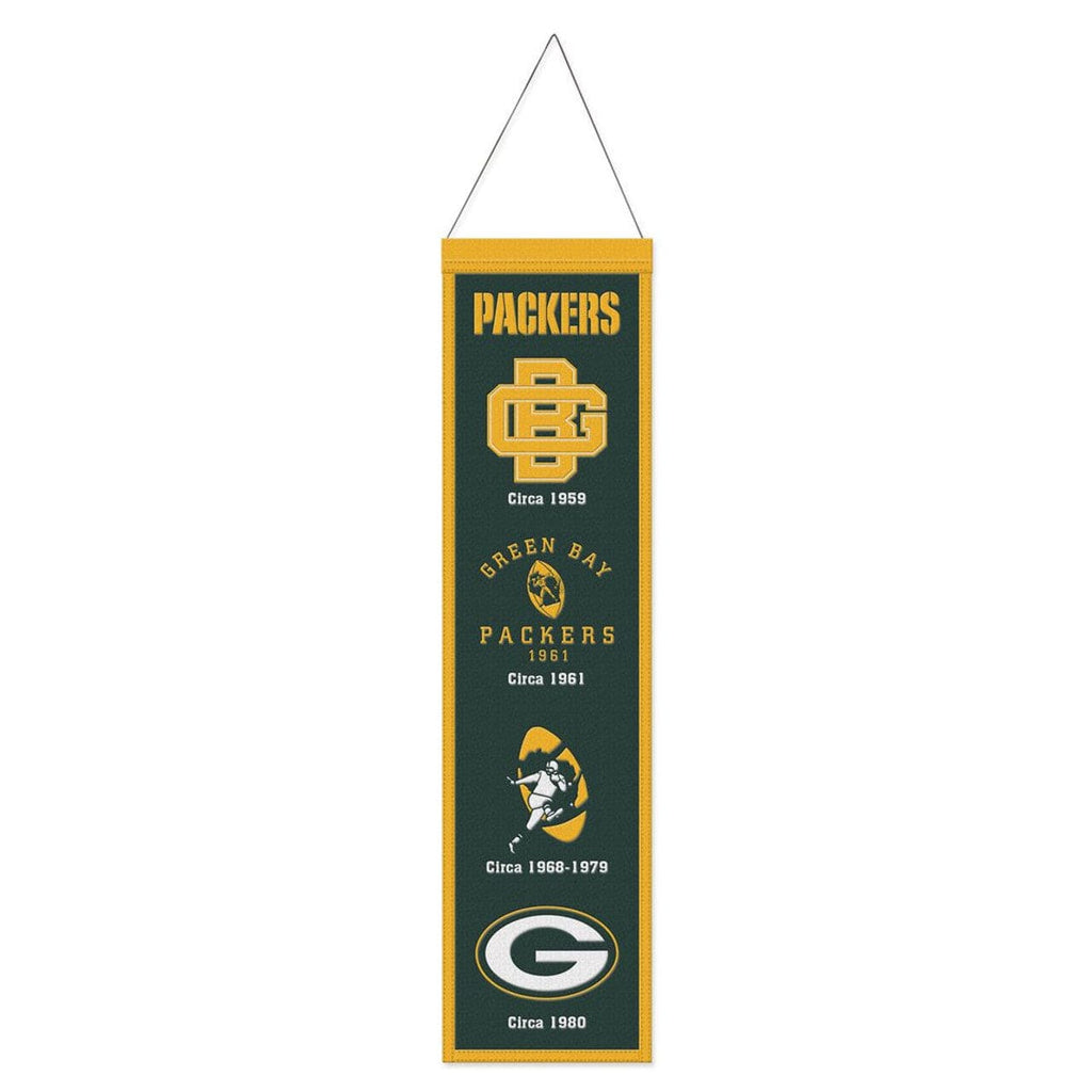 Wool Banners Green Bay Packers Banner Wool 8x32 Heritage Evolution Design 194166471771