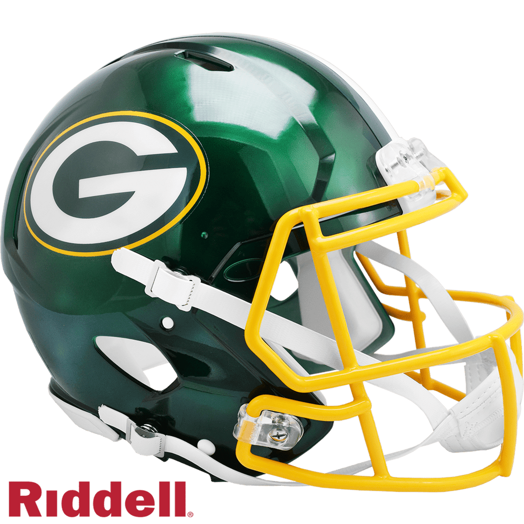 Helmets Full Size Authentic Flash Green Bay Packers Helmet Riddell Authentic Full Size Speed Style FLASH Alternate 095855628066