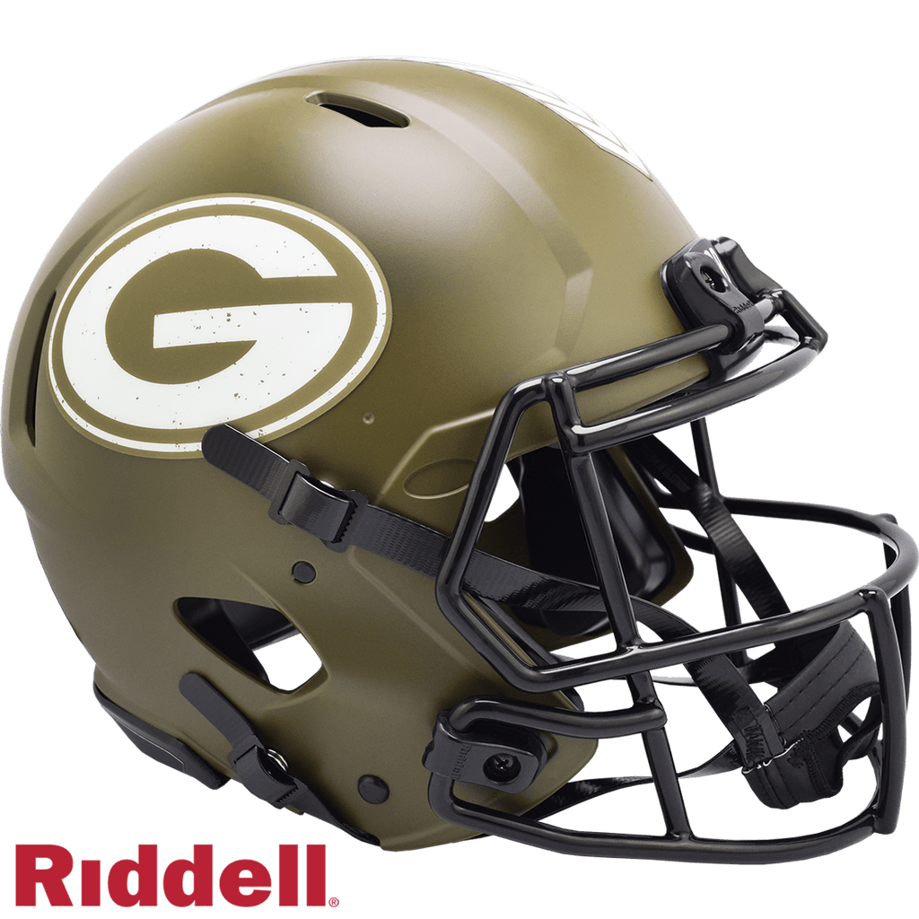 Salute to Service Helmets Green Bay Packers Helmet Riddell Authentic Full Size Speed Style Salute To Service 095855632469