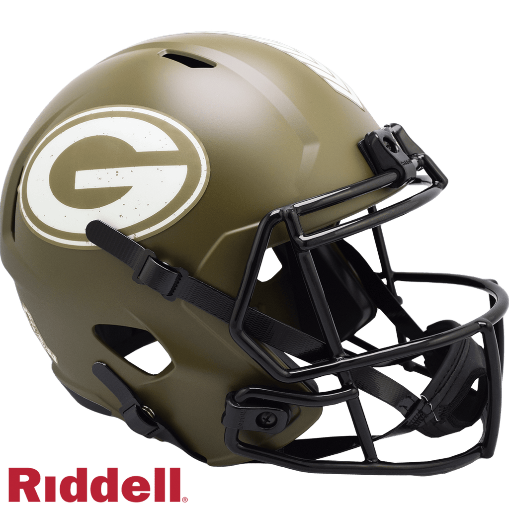 Salute to Service Helmets Green Bay Packers Helmet Riddell Replica Full Size Speed Style Salute To Service 095855632803