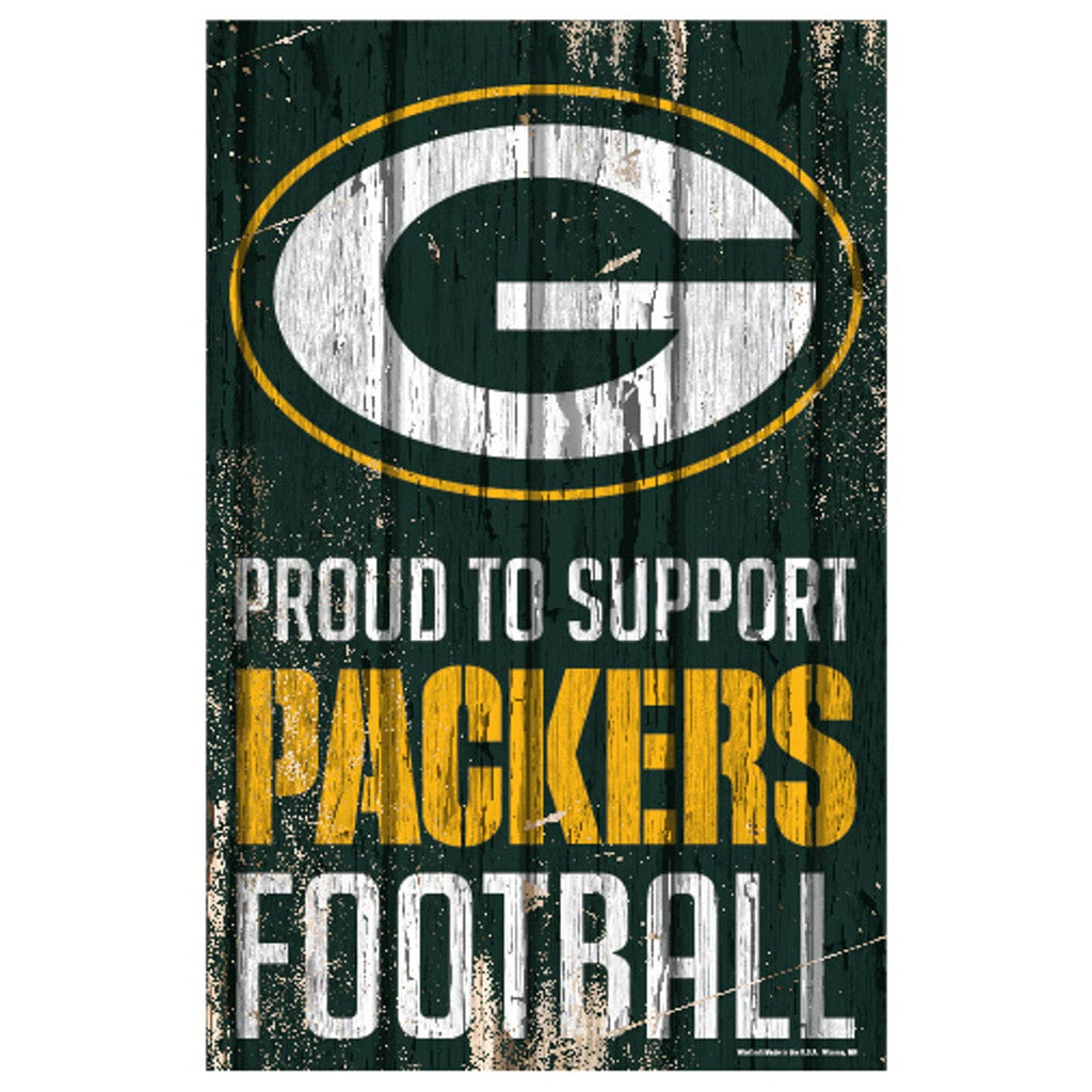 Sign 11x17 Proud To Support Green Bay Packers Sign 11x17 Wood Proud to Support Design 032085880956