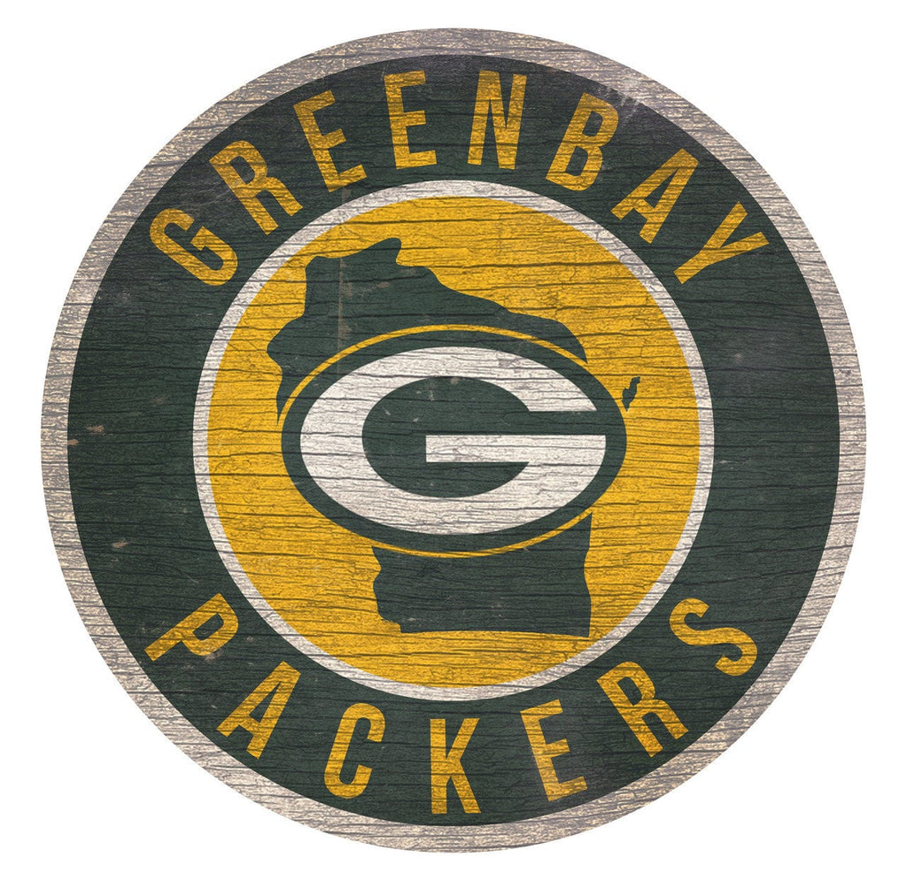 Sign 12 Round State Design Green Bay Packers Sign Wood 12 Inch Round State Design 878460202155