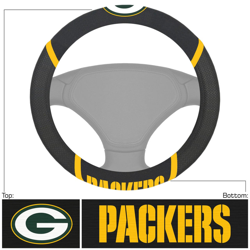 Steering Wheel Covers Mesh Green Bay Packers Steering Wheel Cover Mesh/Stitched 842281115284