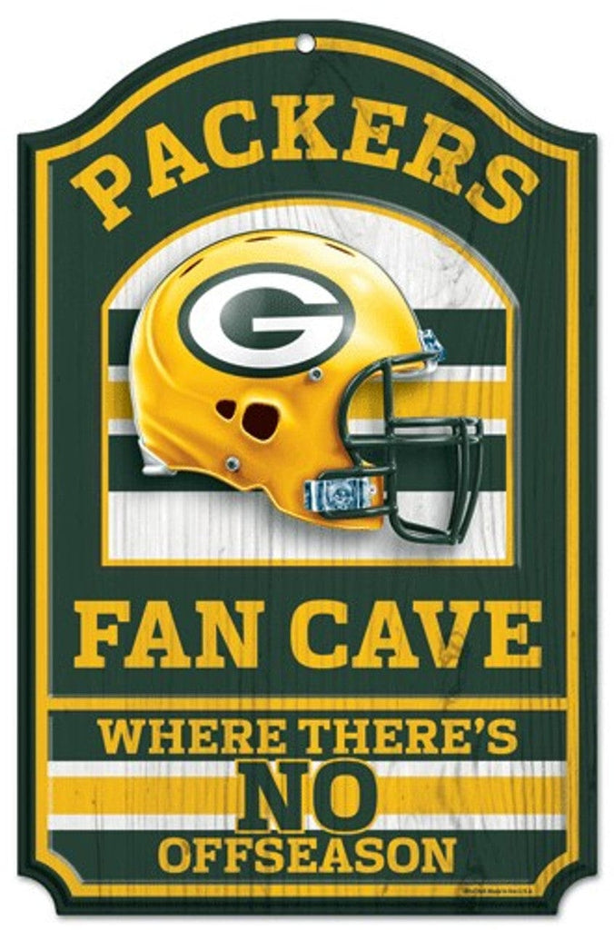 Sign 11x17 Fan Cave Green Bay Packers Wood Sign - 11"x17" Fan Cave Design 032085054371