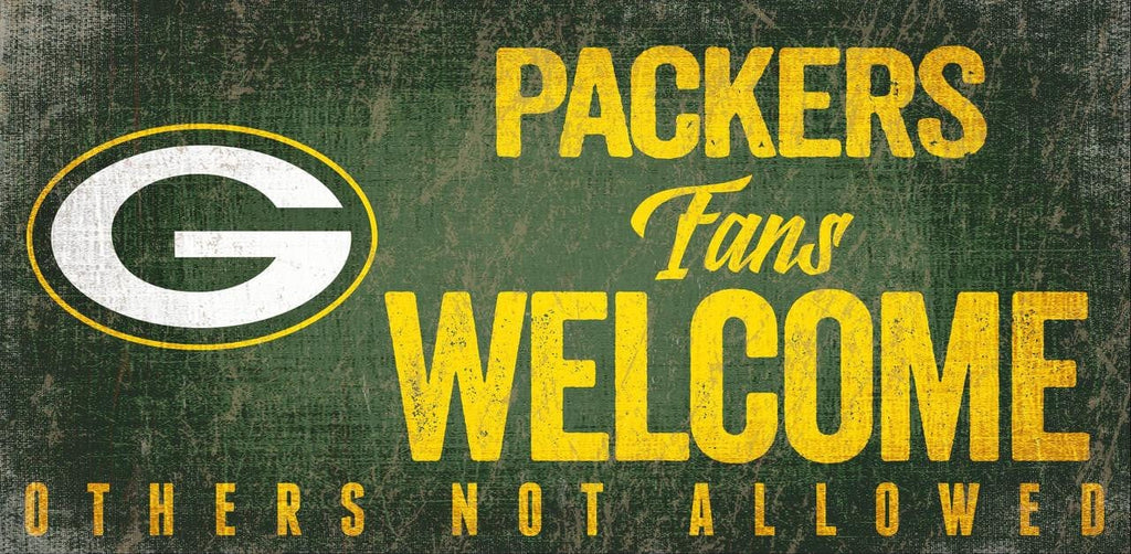 Sign 12x6 Fans Welcome Green Bay Packers Wood Sign Fans Welcome 12x6 878460152627