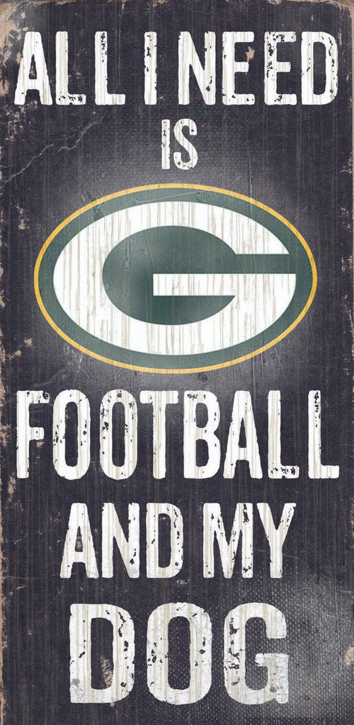 Sign 6x12 Football and Dog Green Bay Packers Wood Sign - Football and Dog 6"x12" 878460038648