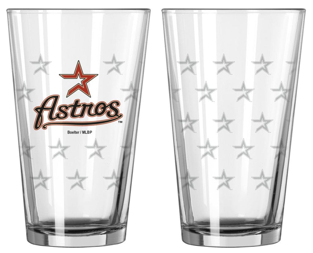 Drink Glass Satin Pint Houston Astros Satin Etch Pint Glass Set 842451028031