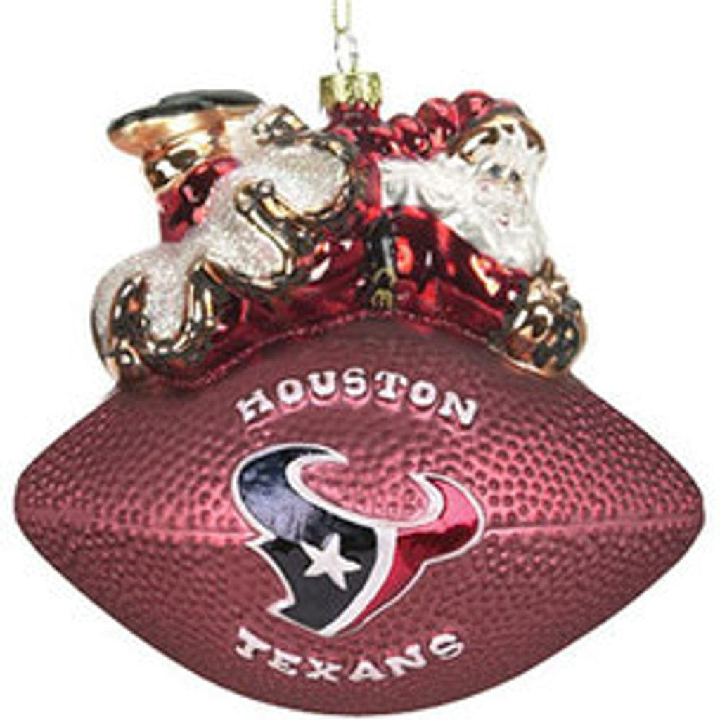 Houston Texans Houston Texans 5 1/2 Peggy Abrams Glass Football Ornament CO 801946188940