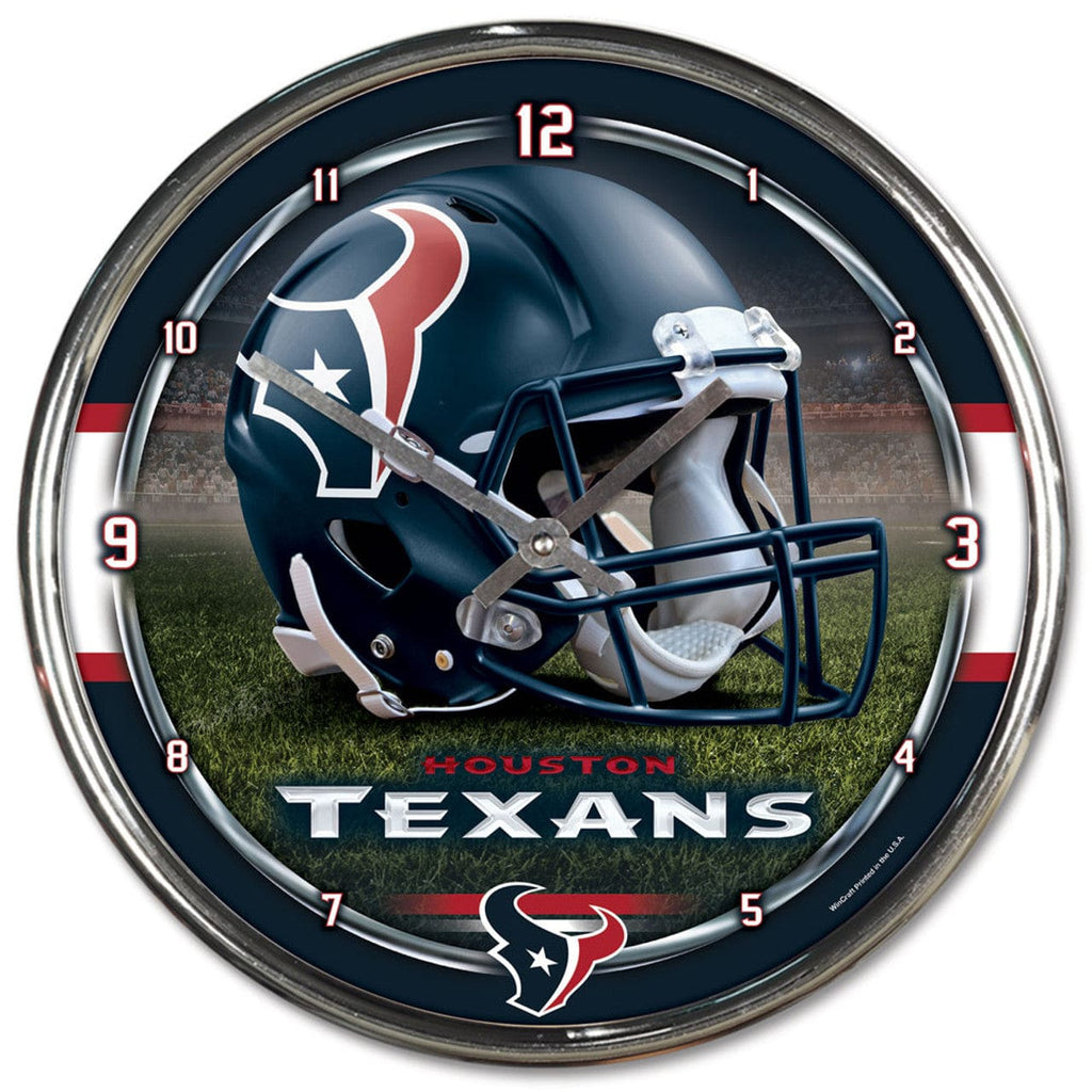 Clock Round Chrome Wall Houston Texans Round Chrome Wall Clock 010943279265