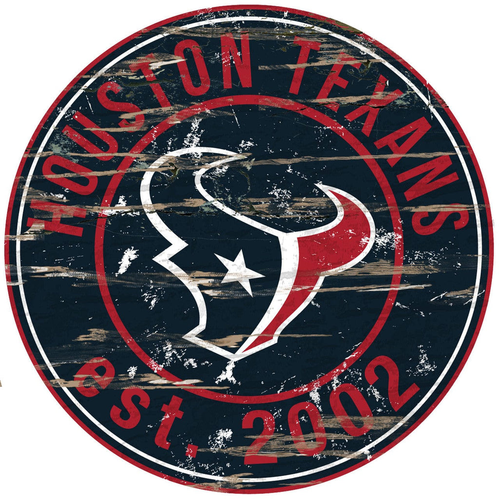 Sign 24 Round Houston Texans Wood Sign - 24" Round - Special Order 878460051210