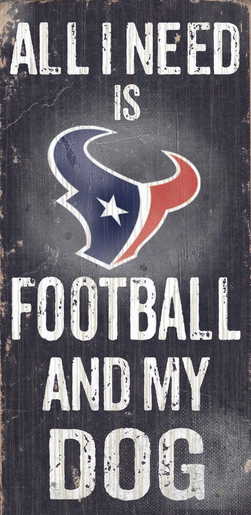 Sign 6x12 Football and Dog Houston Texans Wood Sign - Football and Dog 6"x12" 878460038655