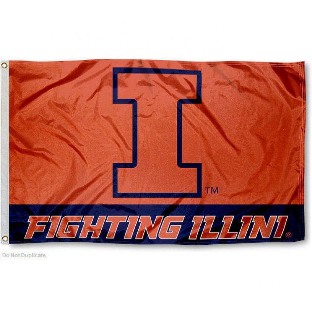 Flag 3x5 Illinois Fighting Illini Flag 3x5 Logo Design BSI - Special Order 015889953415
