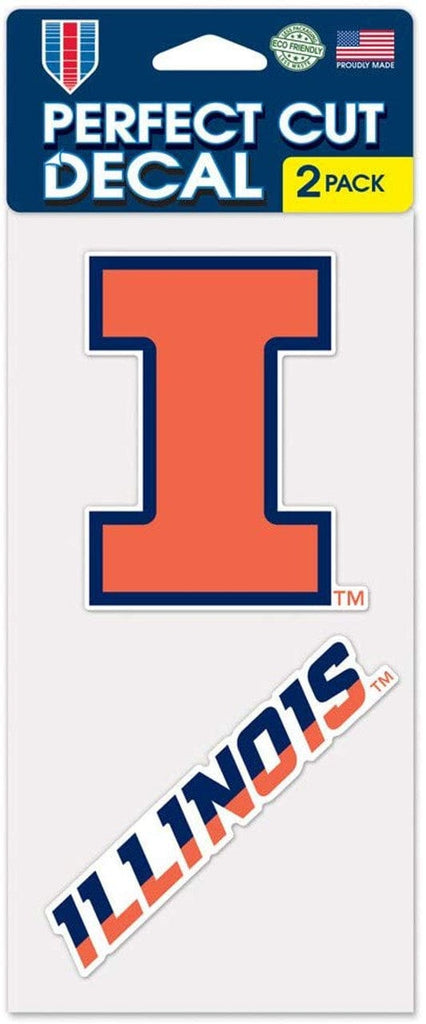 Decal 4x4 Perfect Cut Set of 2 Illinois Fighting Illini Set of 2 Die Cut Decals - Special Order 032085408860
