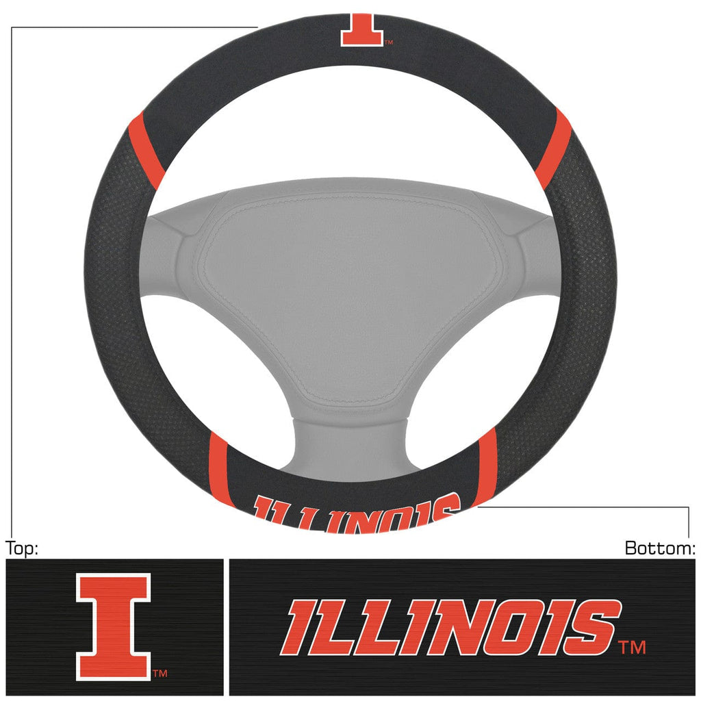 Steering Wheel Covers Mesh Illinois Fighting Illini Steering Wheel Cover Mesh/Stitched 842281151374