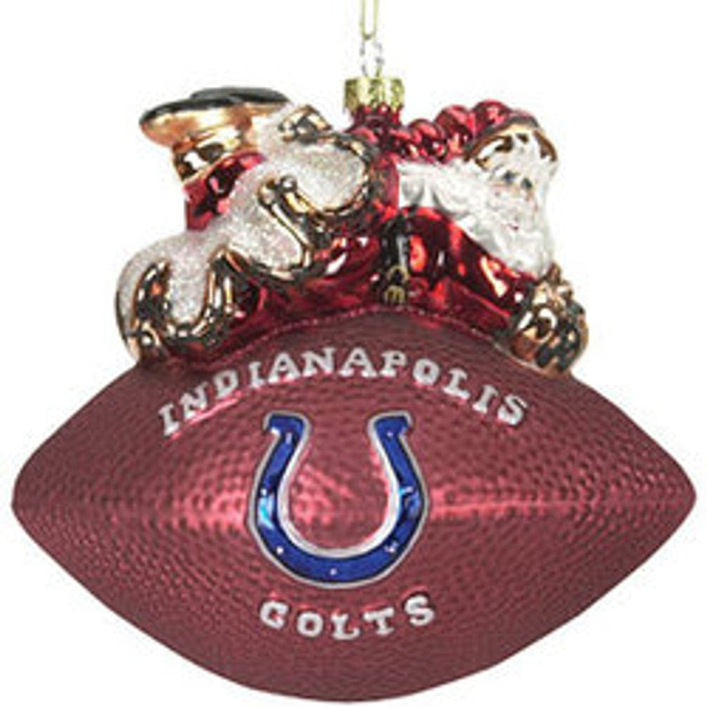 Indianapolis Colts Indianapolis Colts 5 1/2 Peggy Abrams Glass Football Ornament CO 801946188957