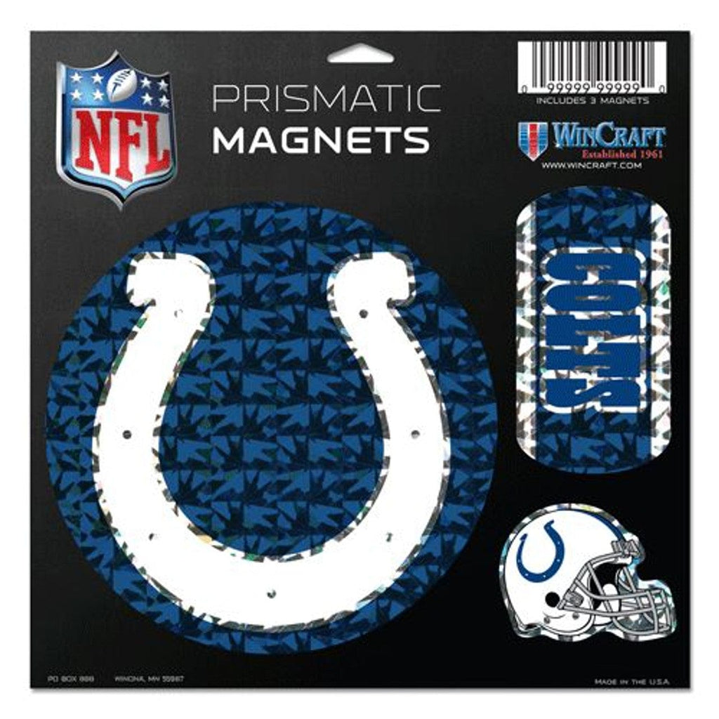 Magnet 11x11 Die Cut Set of 3 Indianapolis Colts Magnets 11x11 Prismatic Sheet 032085057334