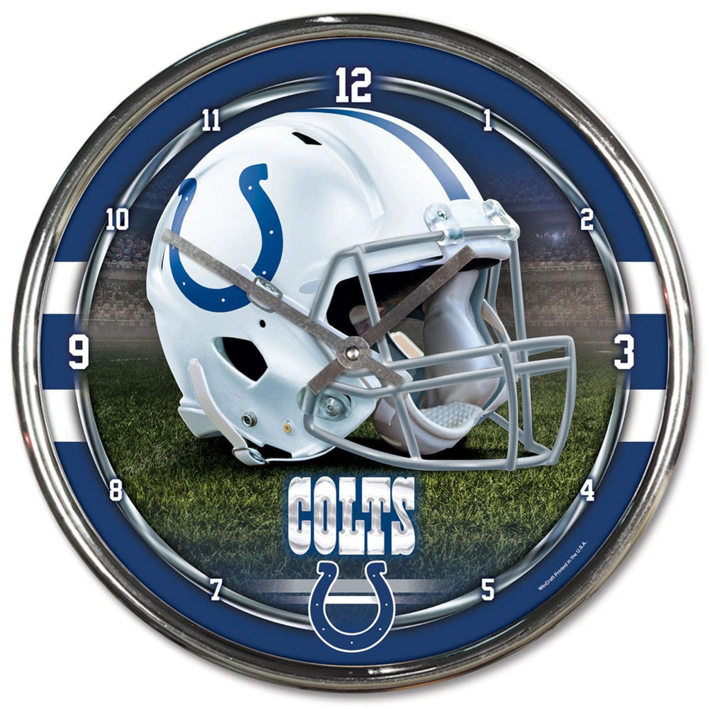 Clock Round Chrome Wall Indianapolis Colts Round Chrome Wall Clock 010943278992