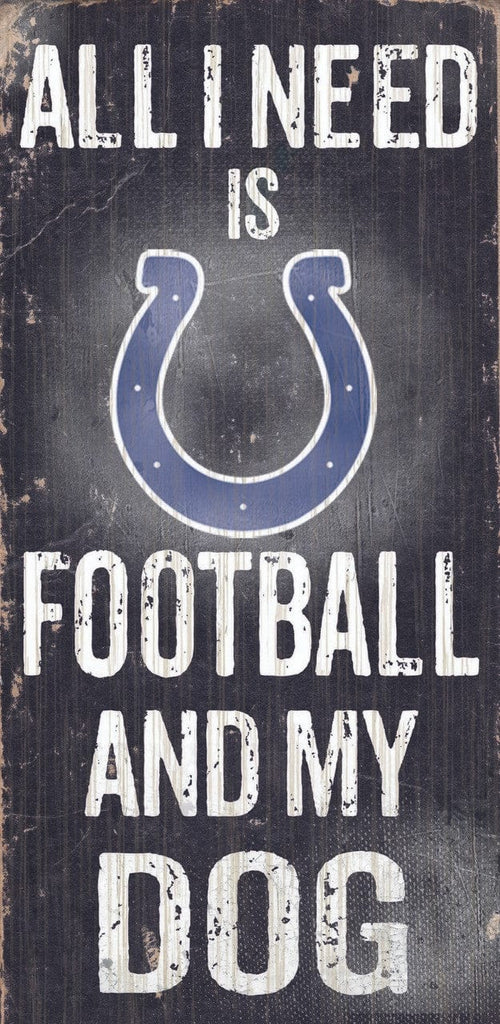 Sign 6x12 Football and Dog Indianapolis Colts Wood Sign - Football and Dog 6"x12" 878460038662