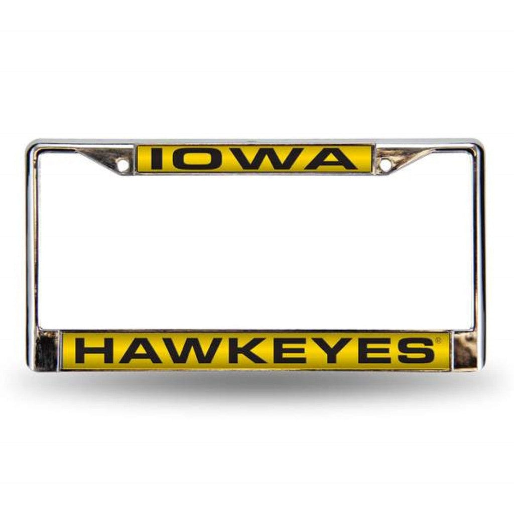 License Frame Chrome Iowa Hawkeyes Laser Cut Chrome License Plate Frame - Special Order 094746403867