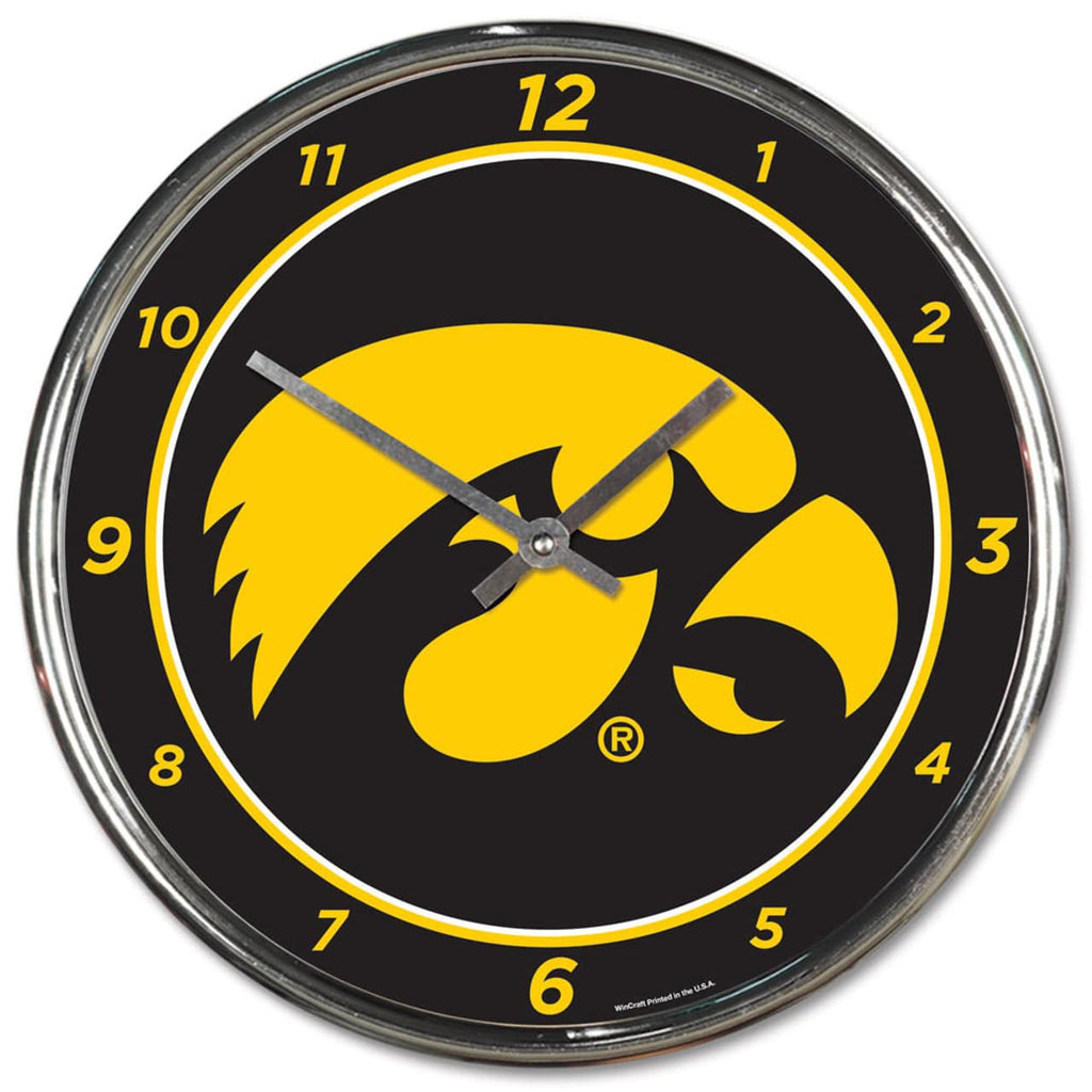 Clock Round Chrome Wall Iowa Hawkeyes Round Chrome Wall Clock 010943279739