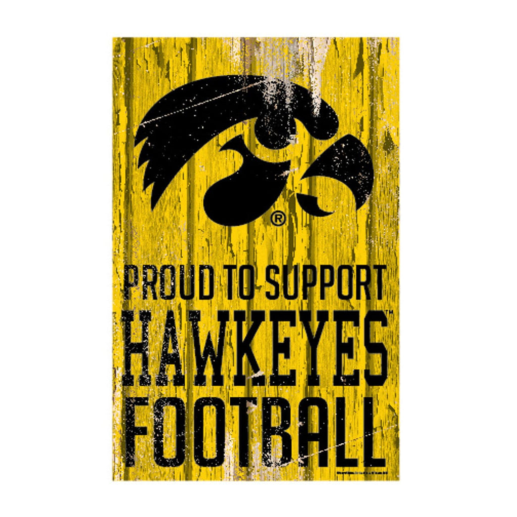 Sign 11x17 Proud To Support Iowa Hawkeyes Sign 11x17 Wood Proud to Support Design 032085877093