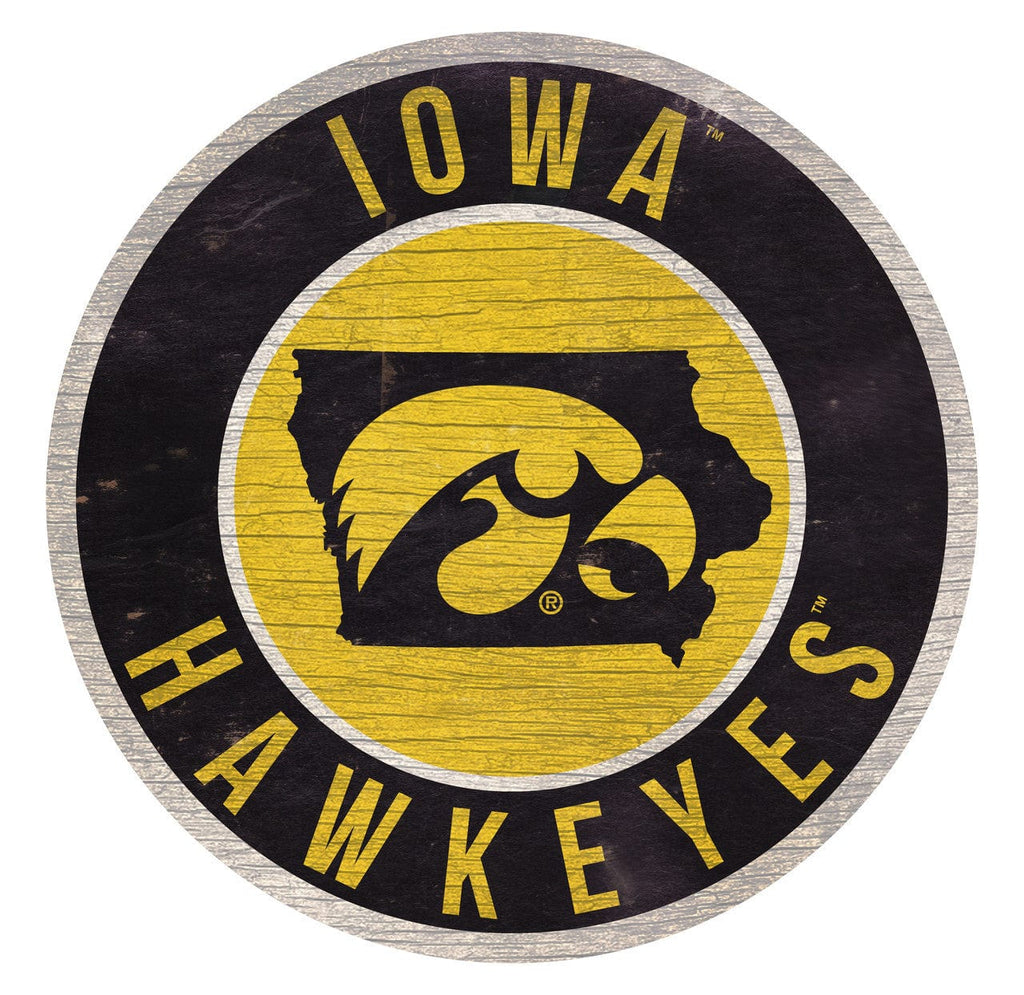 Sign 12 Round State Design Iowa Hawkeyes Sign Wood 12 Inch Round State Design 878460201615