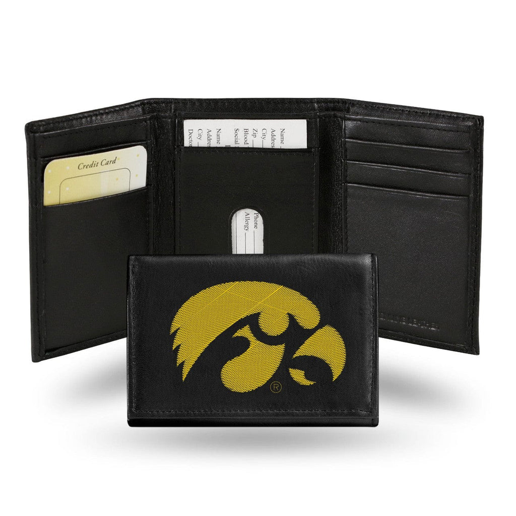 Wallet Leather Trifold Iowa Hawkeyes Wallet Trifold Leather Embroidered 024994235163
