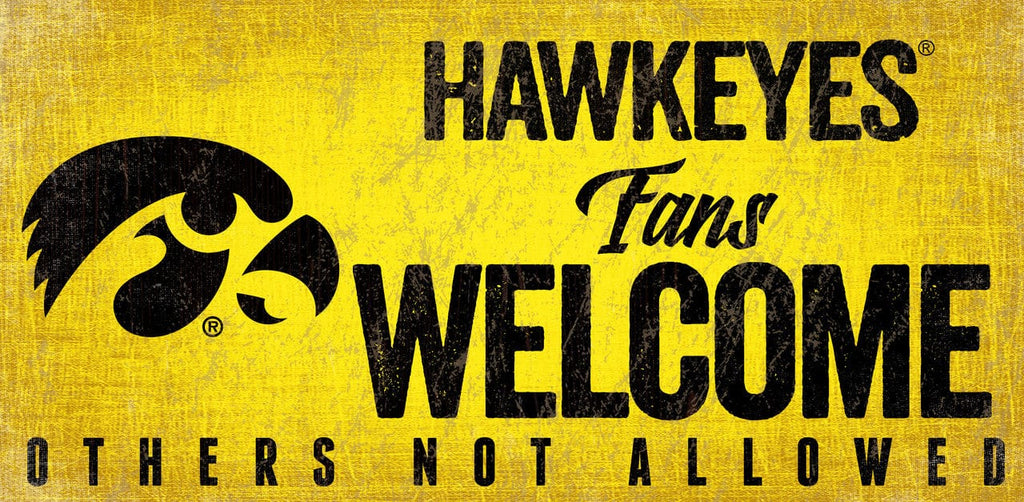 Sign 12x6 Fans Welcome Iowa Hawkeyes Wood Sign Fans Welcome 12x6 - Special Order 878460145452