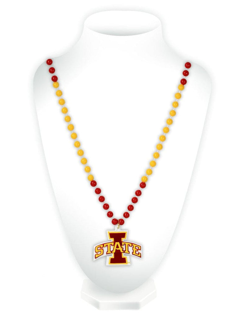 Jewelry Neck Beads Mdln Mardi G Iowa State Cyclones Beads with Medallion Mardi Gras Style - Special Order 094746546571