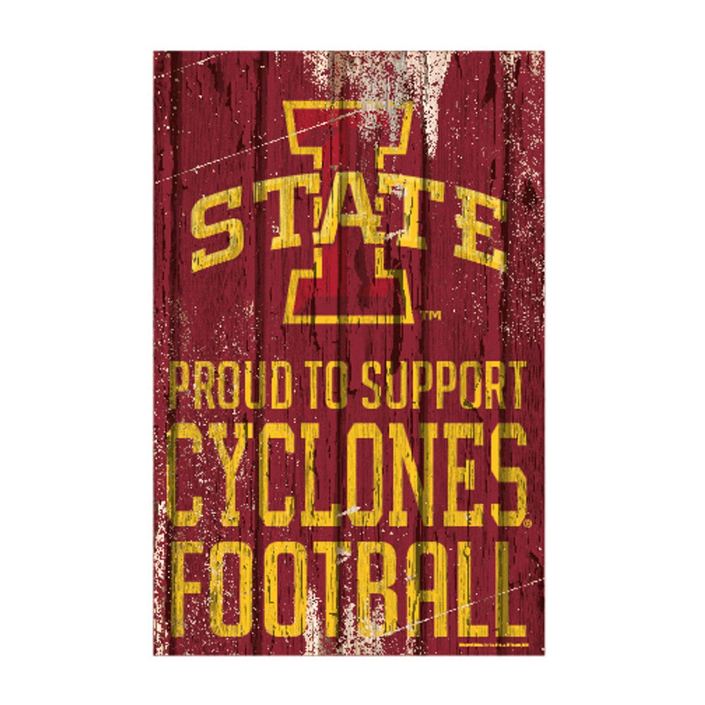 Sign 11x17 Proud To Support Iowa State Cyclones Sign 11x17 Wood Proud to Support Design 032085877109
