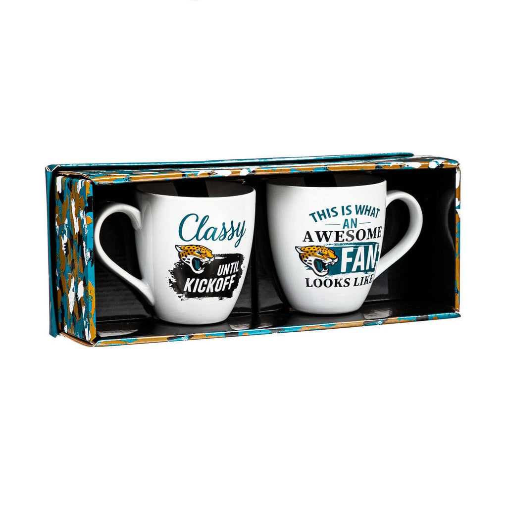 Boxed 17oz 2 Pack Jacksonville Jaguars Coffee Mug 17oz Ceramic 2 Piece Set with Gift Box 801946829584