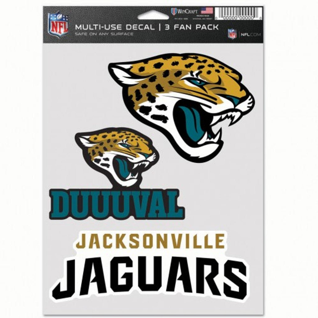 Fan Pack Decals Jacksonville Jaguars Decal Multi Use Fan 3 Pack 194166077935