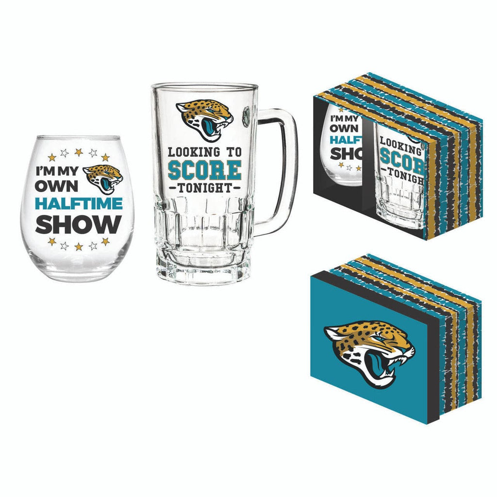 Boxed Stemless Wine & Tankard Jacksonville Jaguars Drink Set Boxed 17oz Stemless Wine and 16oz Tankard 801946027799