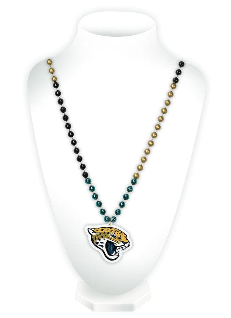 Jewelry Neck Beads Mdln Mardi G Jacksonville Jaguars Mardi Gras Beads with Medallion 094746543945