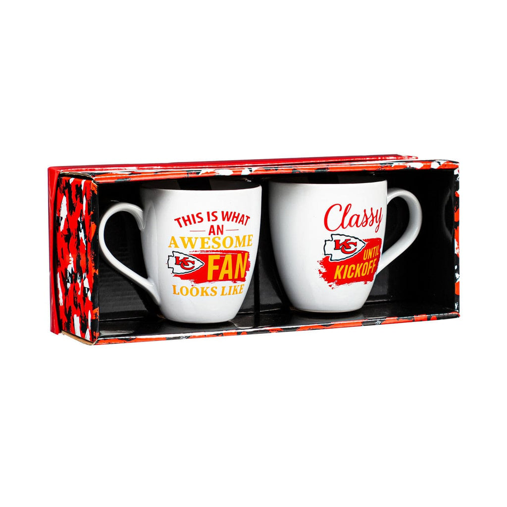 Boxed 17oz 2 Pack Kansas City Chiefs Coffee Mug 17oz Ceramic 2 Piece Set with Gift Box 801946799191