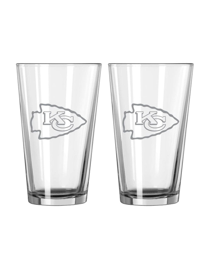 Drink Glass Satin Pint Kansas City Chiefs Glass Pint Frost Design 2 Piece Set 806293972860