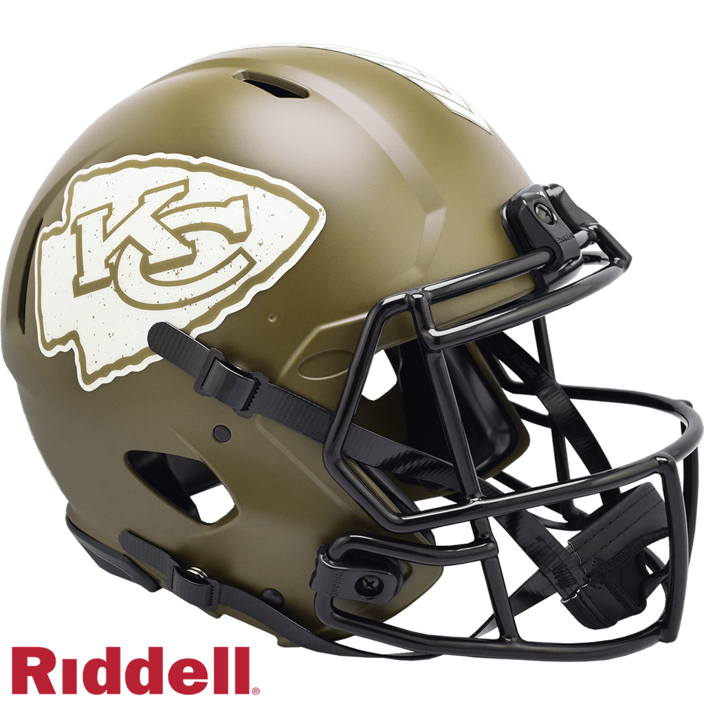 Salute to Service Helmets Kansas City Chiefs Helmet Riddell Authentic Full Size Speed Style Salute To Service 095855632360