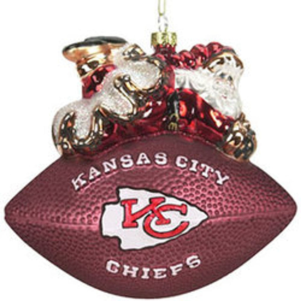 Kansas City Chiefs Kansas City Chiefs Ornament 5 1/2 Inch Peggy Abrams Glass Football CO 801946188995